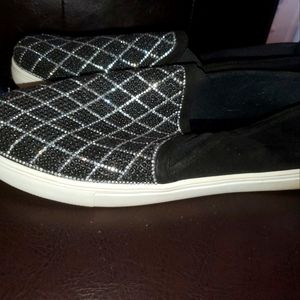 Black flat slip on shoes